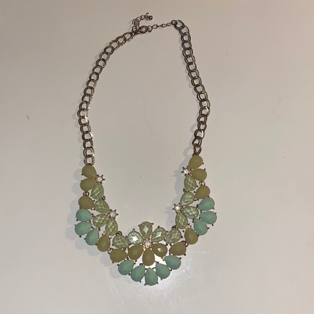 Teal & Green Chunk Necklace